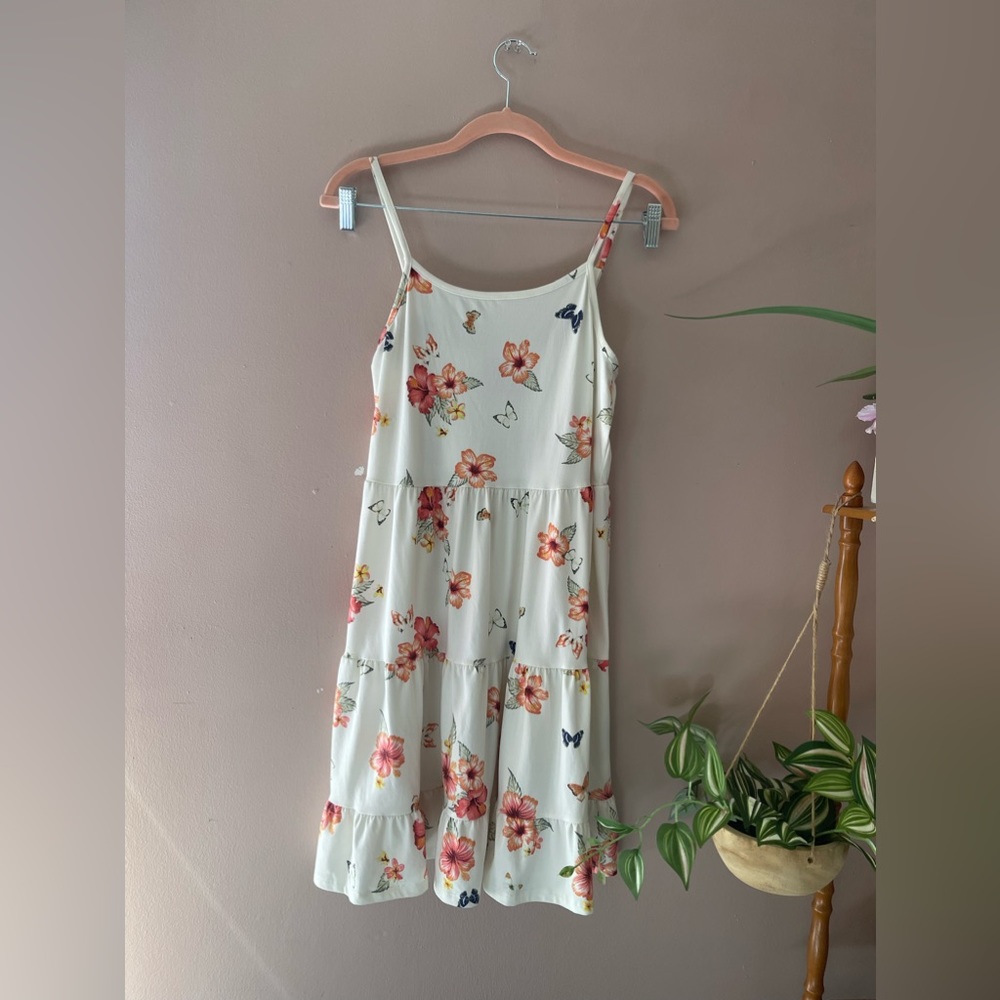 Y2K Butterfly & Floral Print Tier Mini Dress